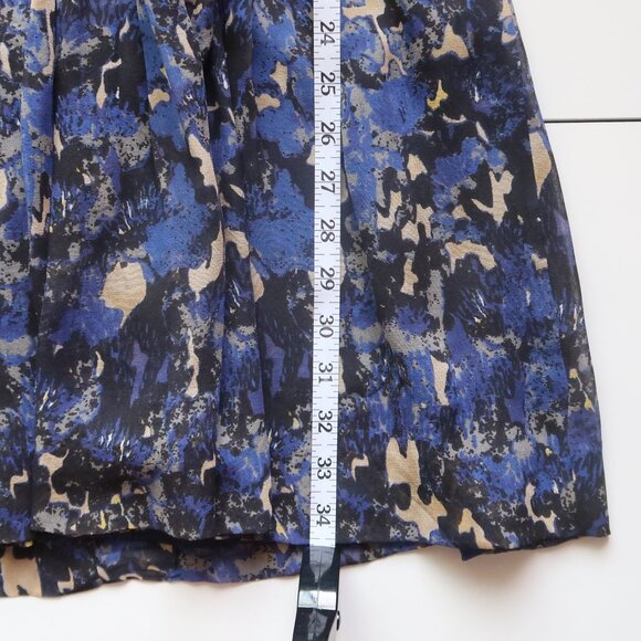 Charlotte Ronson Blue Abstract Print Silk Chiffon Sleeveless Flowy Dress Size 2 - Picture 12 of 13